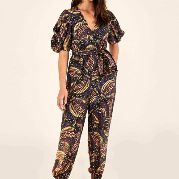 FARM Rio Pants - FARM Rio Black Wild Bananas Jumpsuit
